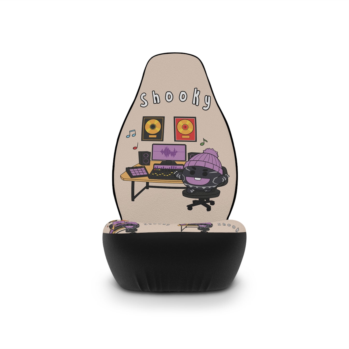 BT21 Shooky Beige Car Seat Cover Single Pattern Combo Design - Identical Set of 2