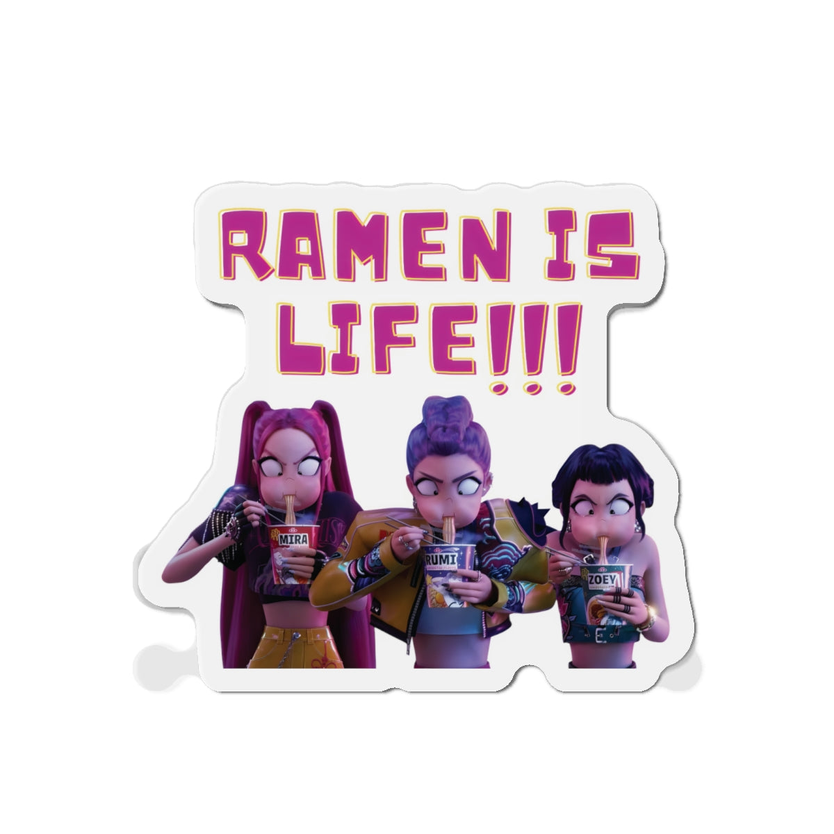 Kpop Demon Hunters Huntrix Rumi Mira Zoey Ramen Magnet