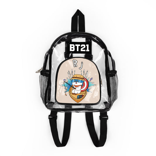 BT21 RJ Clear Panel Backpack (Beige Colored Front) — Not Stadium Approved