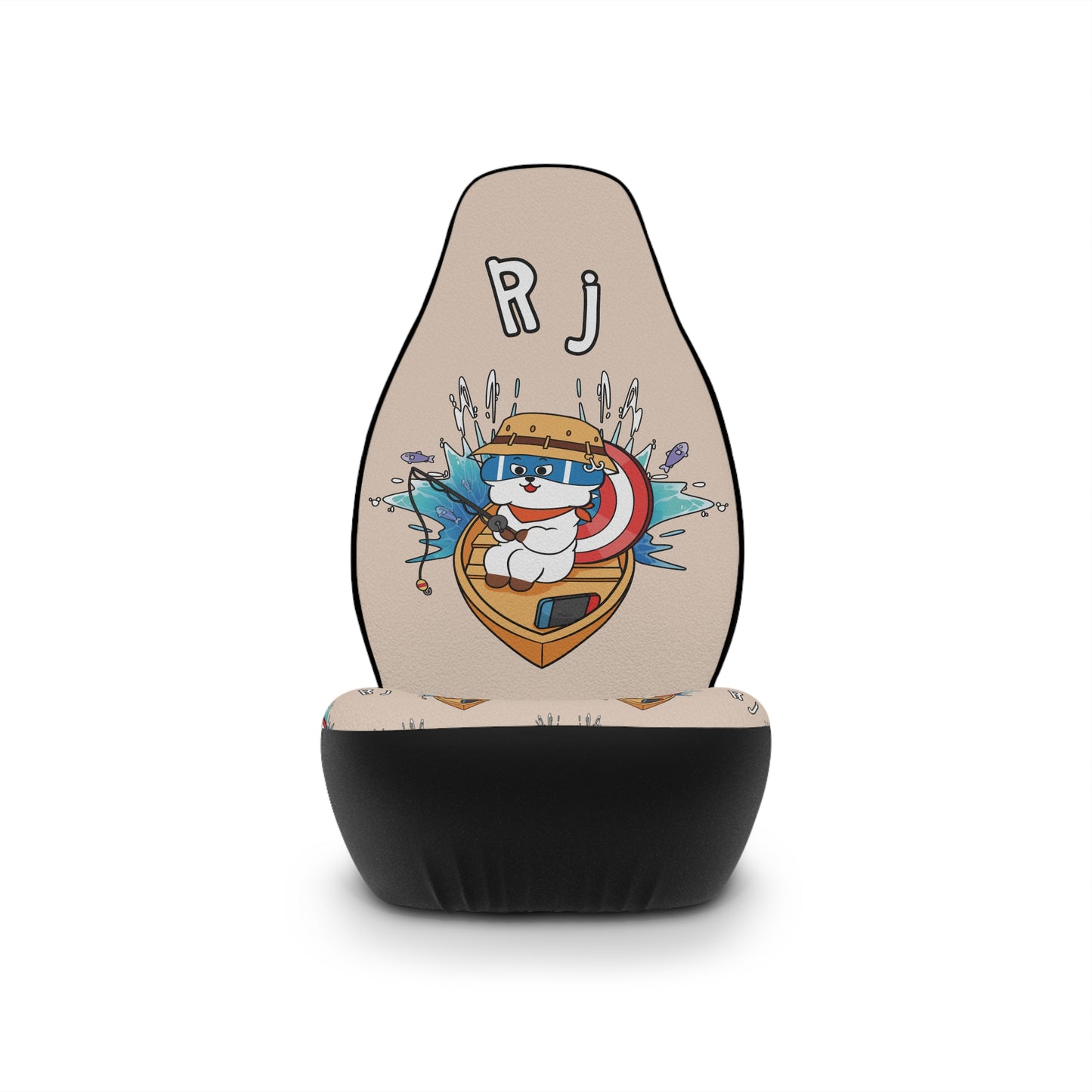 BT21 RJ Beige Car Seat Cover Single Pattern Combo Design - Identical Set of 2