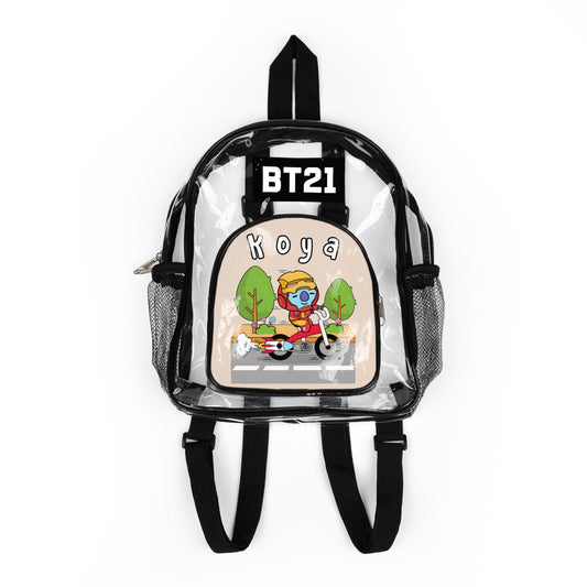 BT21 Koya Clear Panel Backpack (Beige Colored Front) — Not Stadium Approved