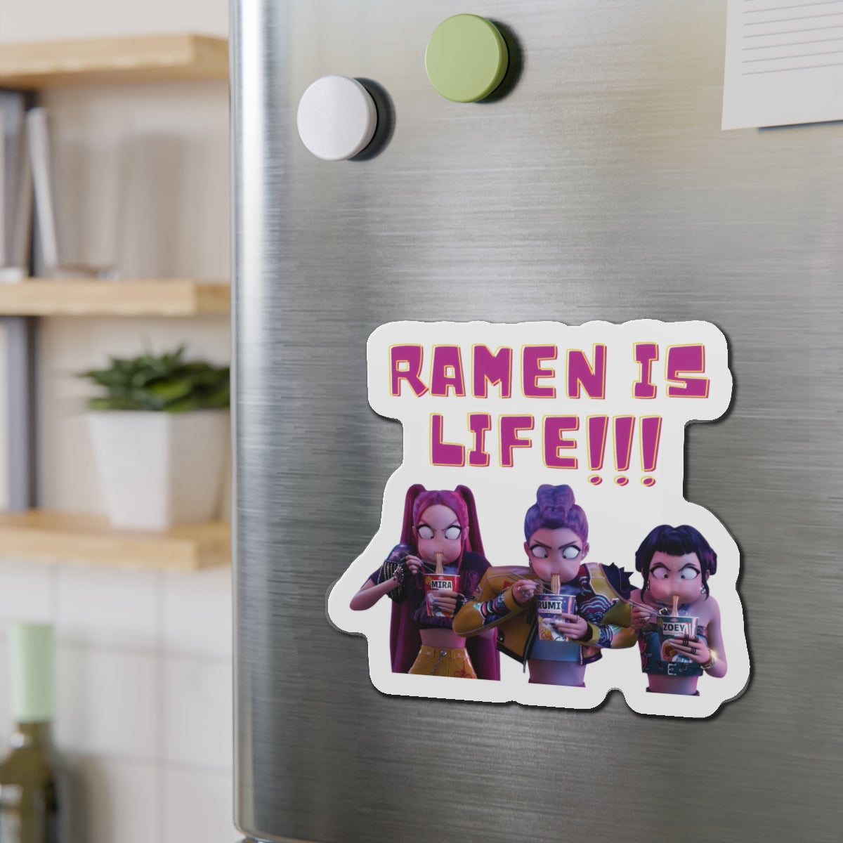 Kpop Demon Hunters Huntrix Rumi Mira Zoey Ramen Magnet