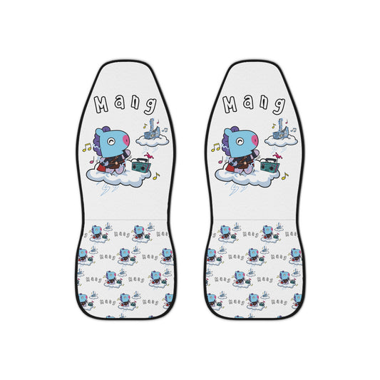 BT21 Mang White Car Seat Cover Single Pattern Combo Design - Identical Set of 2