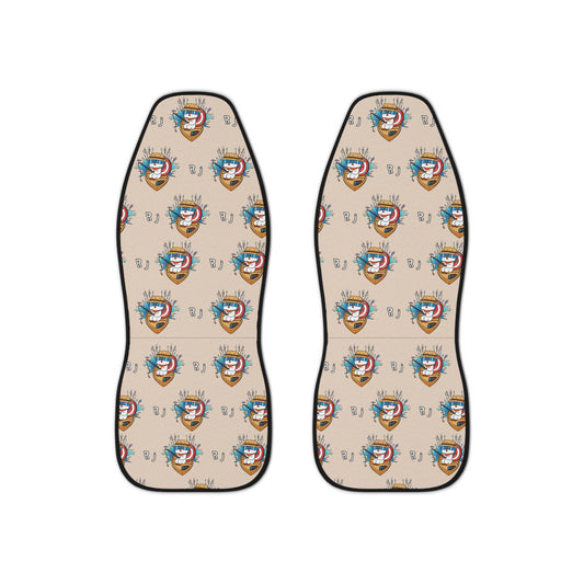 BT21 RJ Beige Car Seat Cover Pattern Design - Identical Set of 2