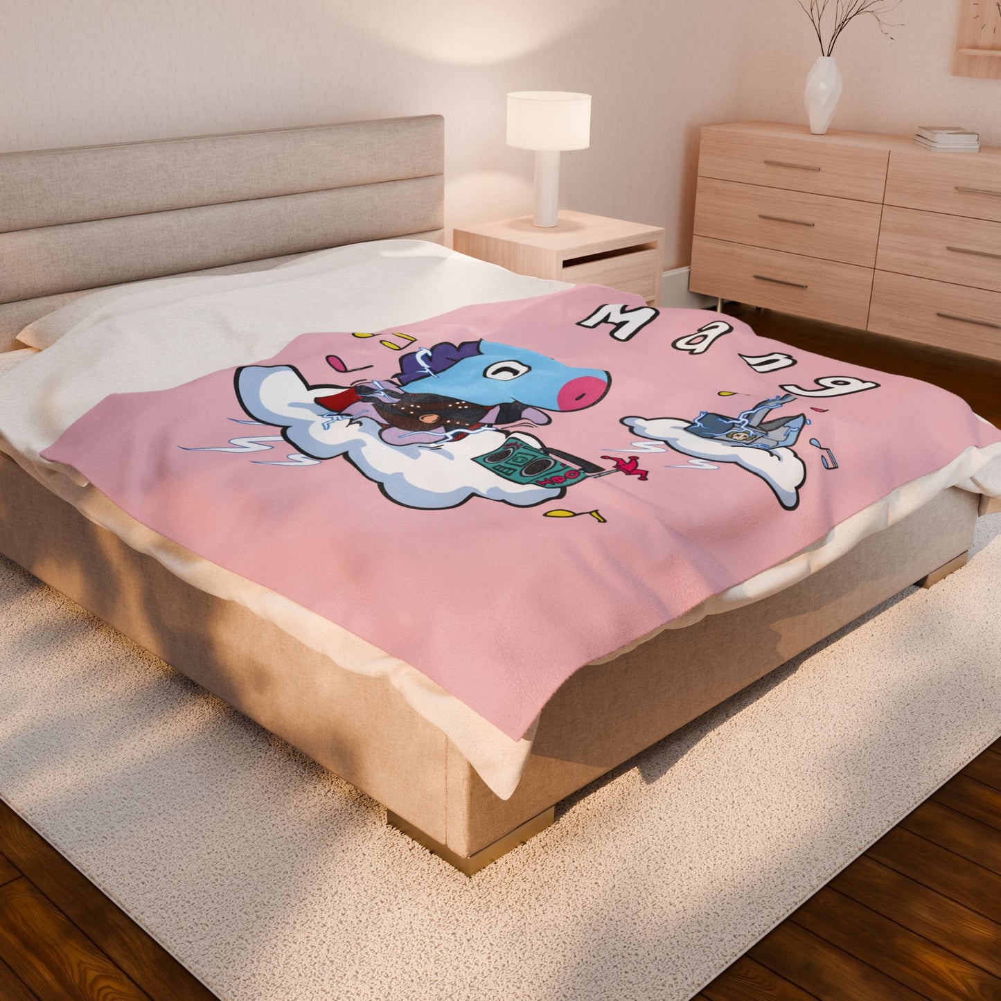 Pink Mang Blanket - BT21 Single Design