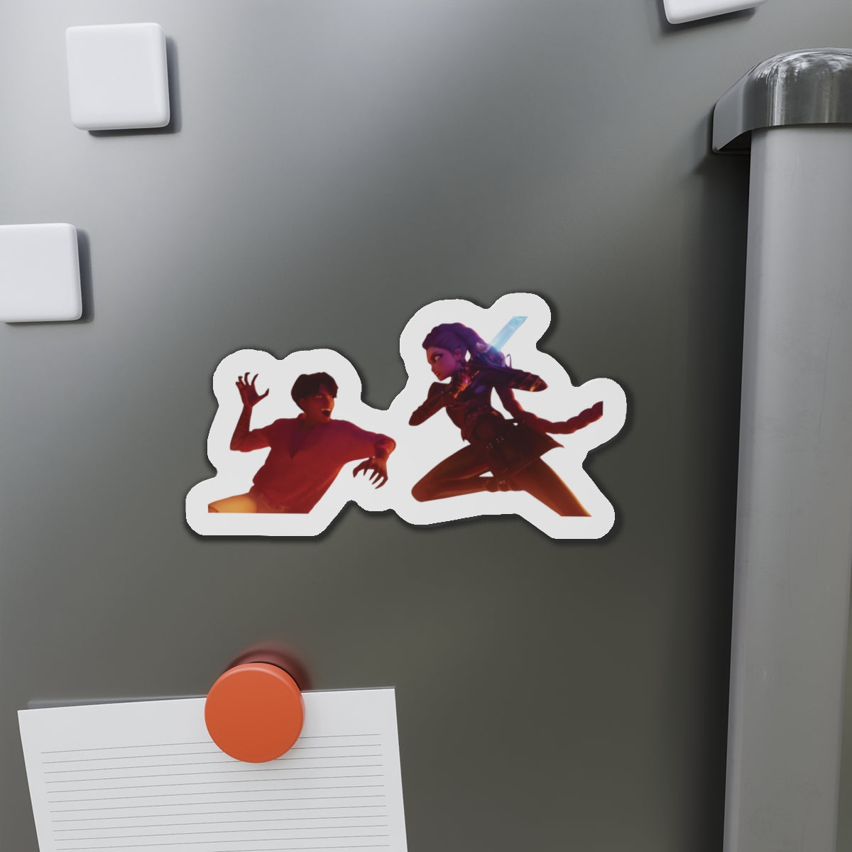 Kpop Demon Hunters Rumi and Jinu Rujinu Fighting in Bathhouse Magnet