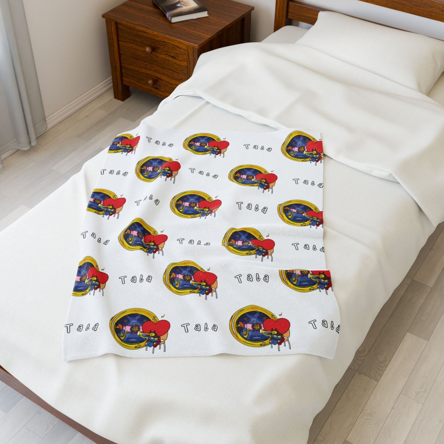 White Tata Blanket - BT21 Pattern Design