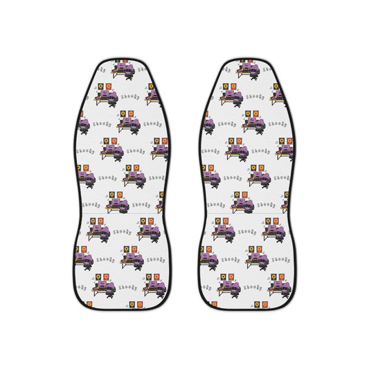 BT21 Shooky White Car Seat Cover Pattern Design - Identical Set of 2