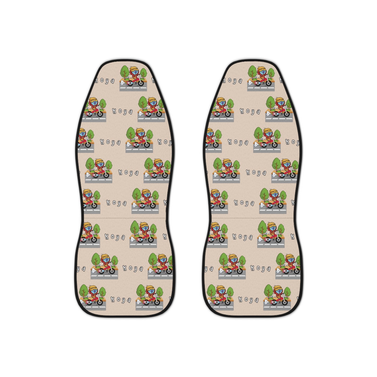 BT21 Koya Beige Car Seat Cover Pattern Design - Identical Set of 2