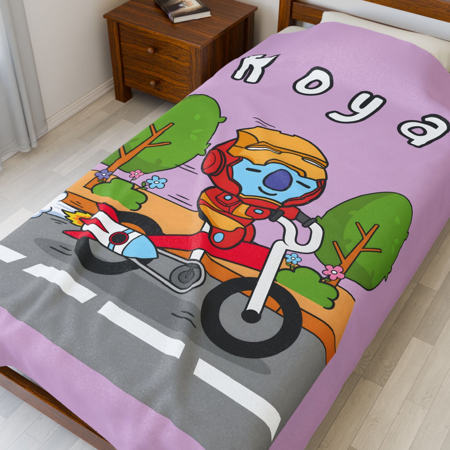 Purple Koya Blanket - BT21 Single Design