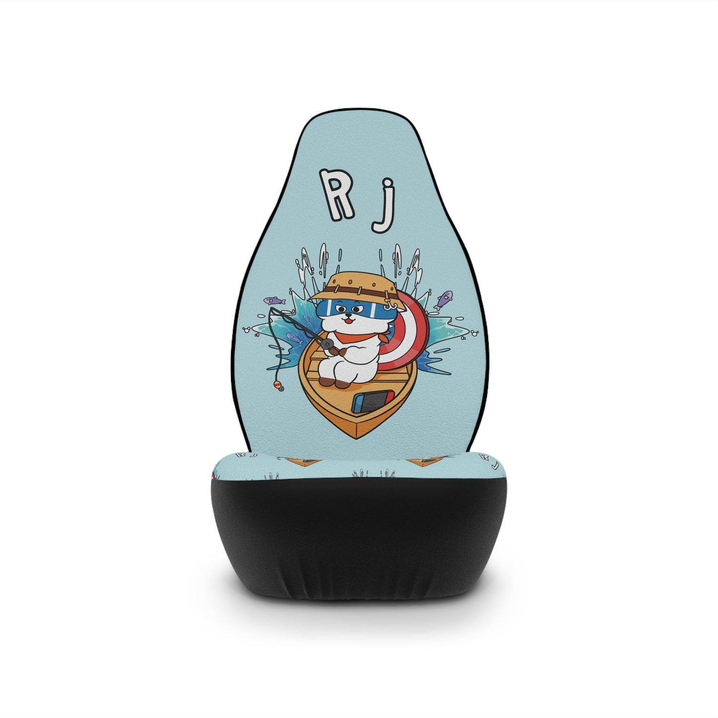 BT21 RJ Blue Car Seat Cover Single Pattern Combo Design - Identical Set of 2