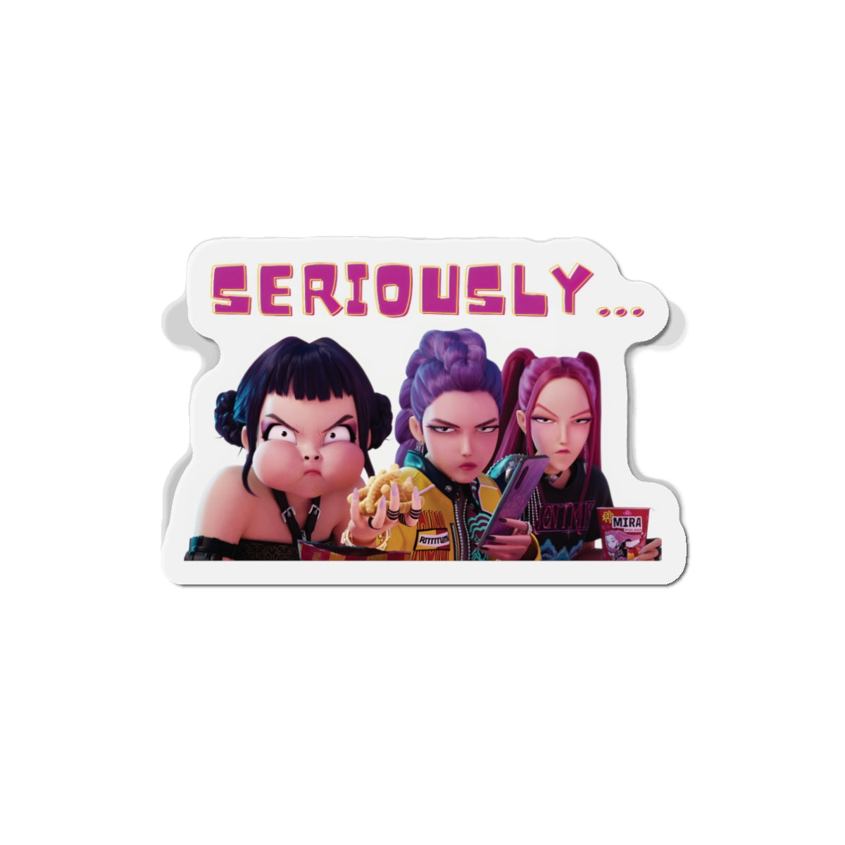 Kpop Demon Hunters Huntrix Rumi Mira Zoey Plane Snacking Interrupted Magnet