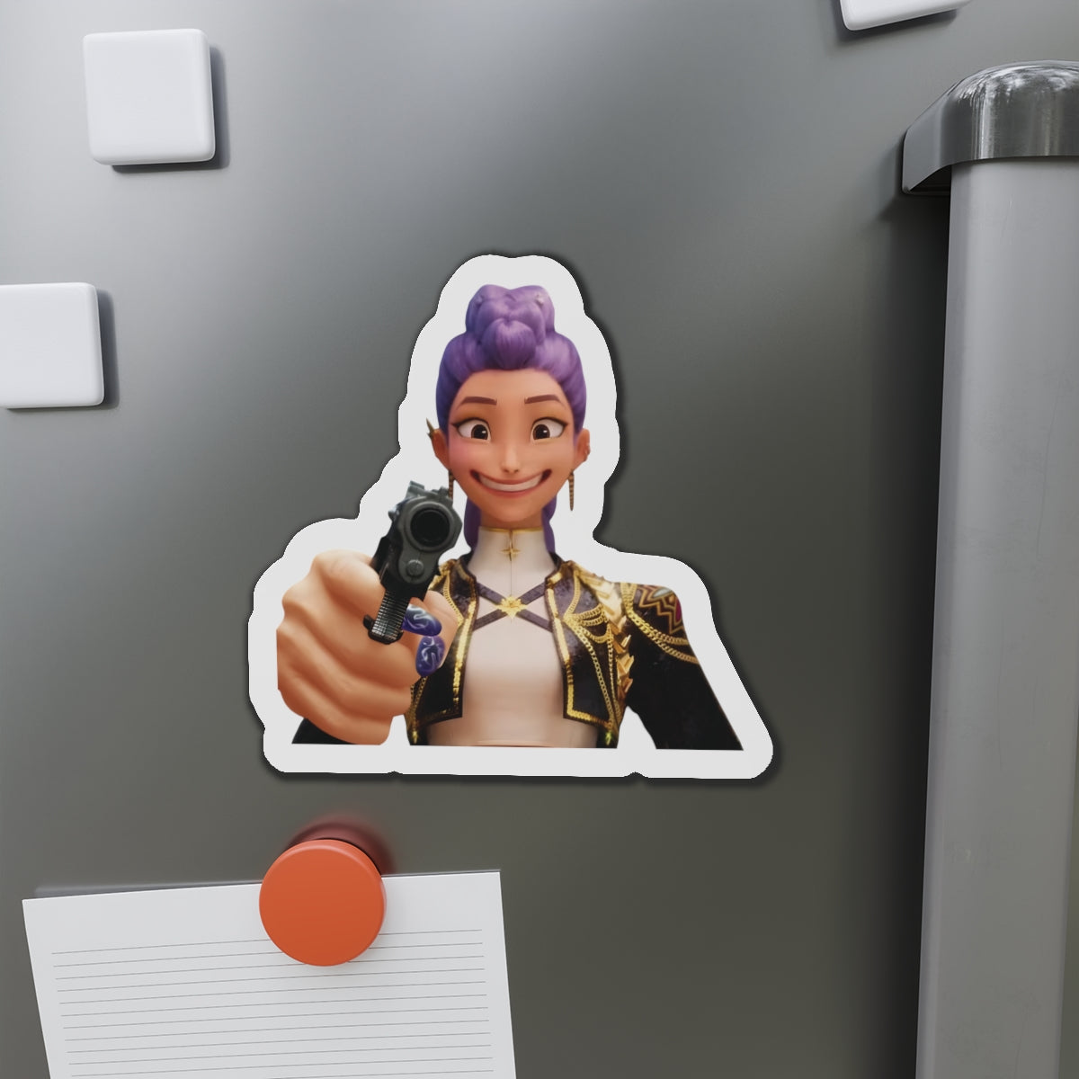 Kpop Demon Hunters Huntrix Rumi Pointing Gun Meme Magnet