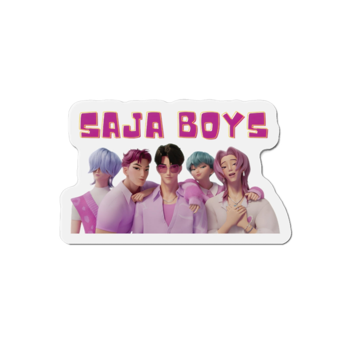 Kpop Demon Hunters Saja Boys Wearing Pink Pose Magnet