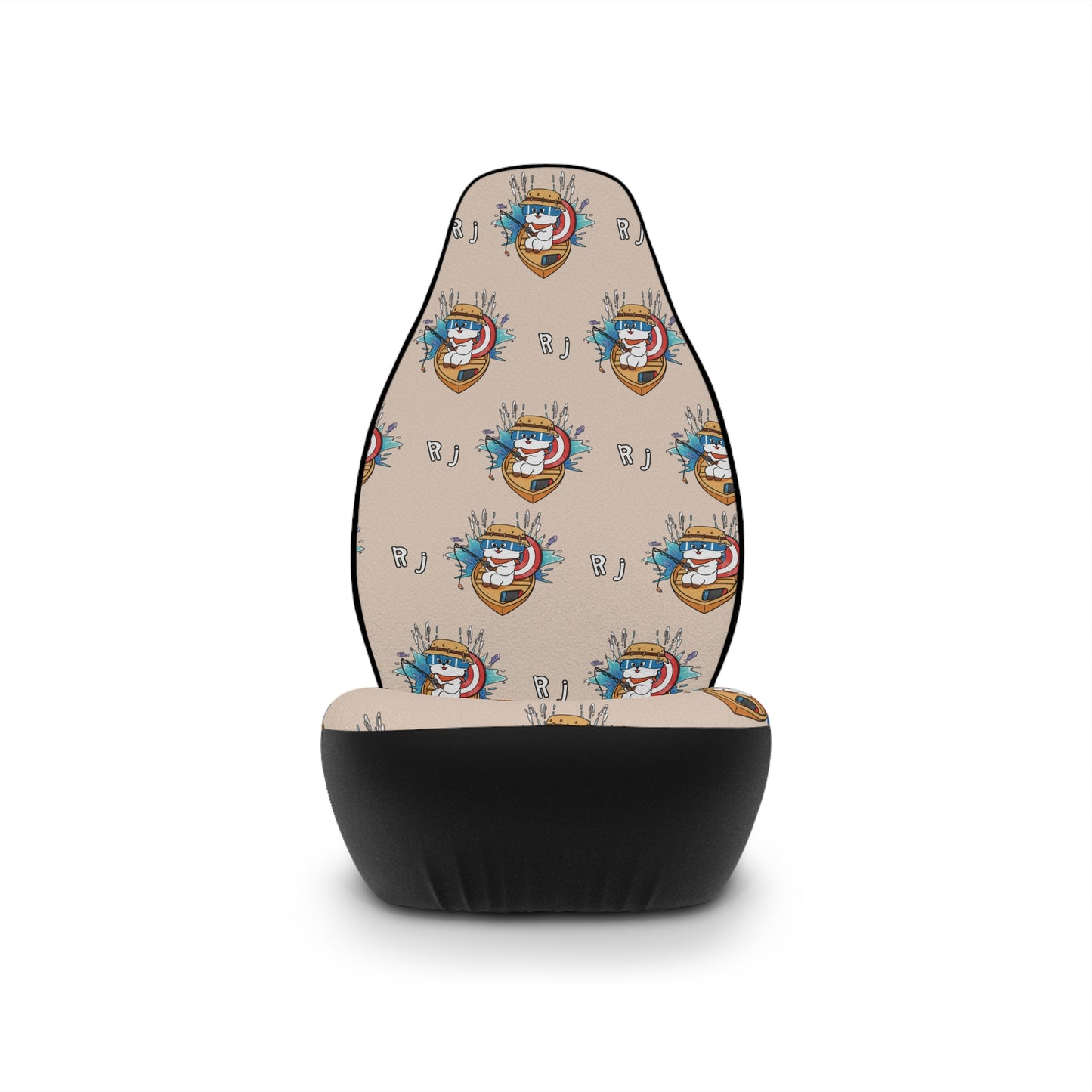 BT21 RJ Beige Car Seat Cover Pattern Design - Identical Set of 2