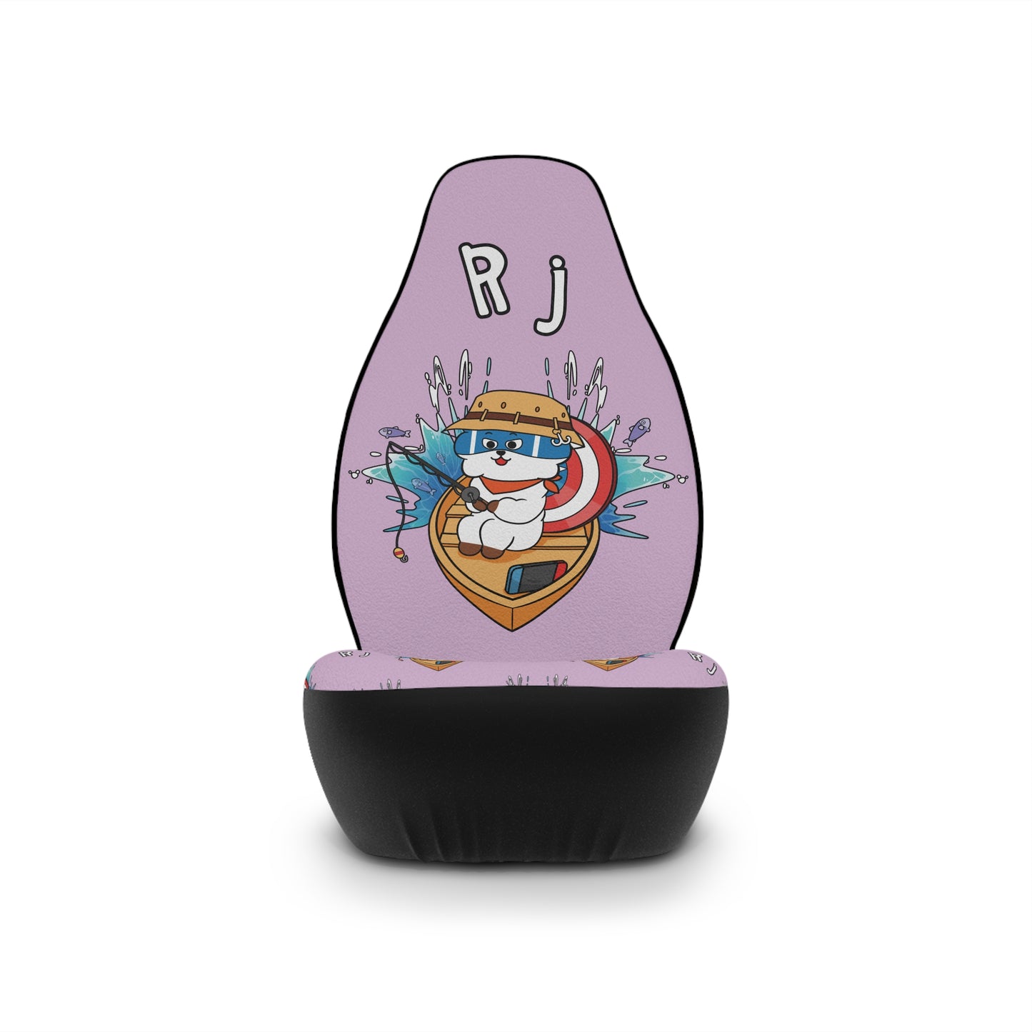 BT21 RJ Purple Car Seat Cover Single Pattern Combo Design - Identical Set of 2