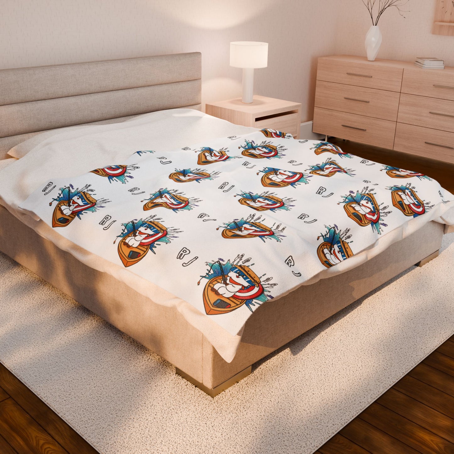 White RJ Blanket - BT21 Pattern Design