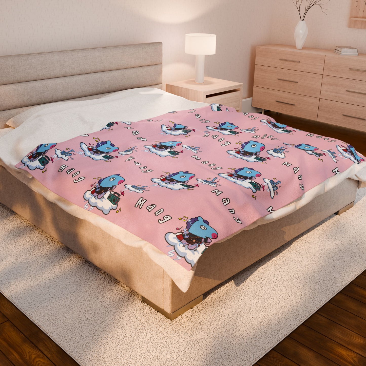 Pink Mang Blanket - BT21 Pattern Design