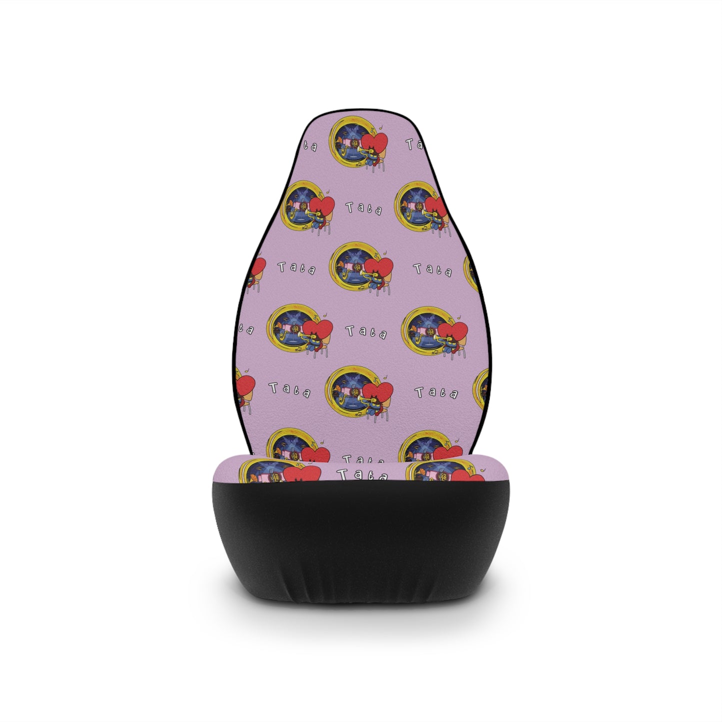 BT21 Tata Purple Car Seat Covers Pattern Design - Identical Set of 2