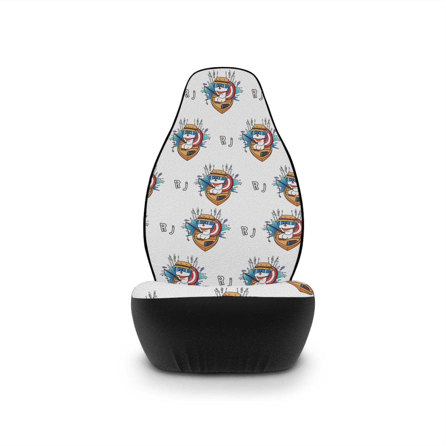 BT21 RJ White Car Seat Cover Pattern Design - Identical Set of 2