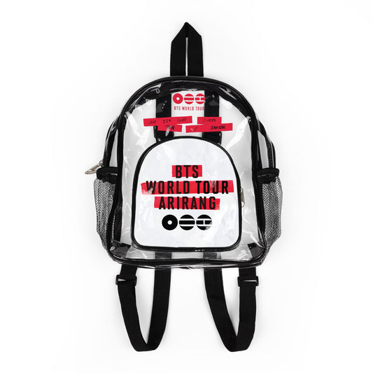 BTS Arirang 2026 World Tour Logo Clear Panel Backpack (White Colored Front) — Not Stadium Approved