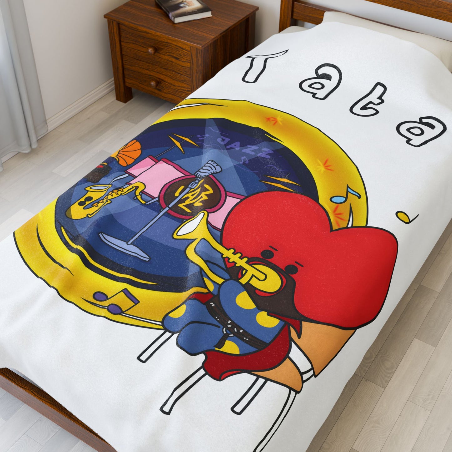White Tata Blanket - BT21 Single Design