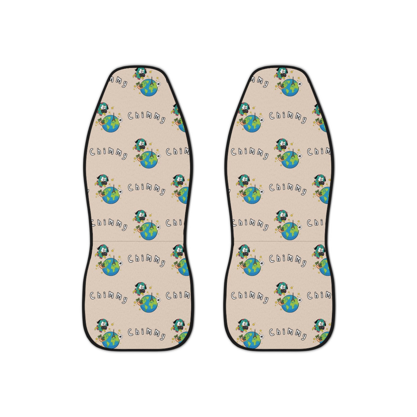 BT21 Chimmy Beige Car Seat Cover Pattern Design - Identical Set of 2