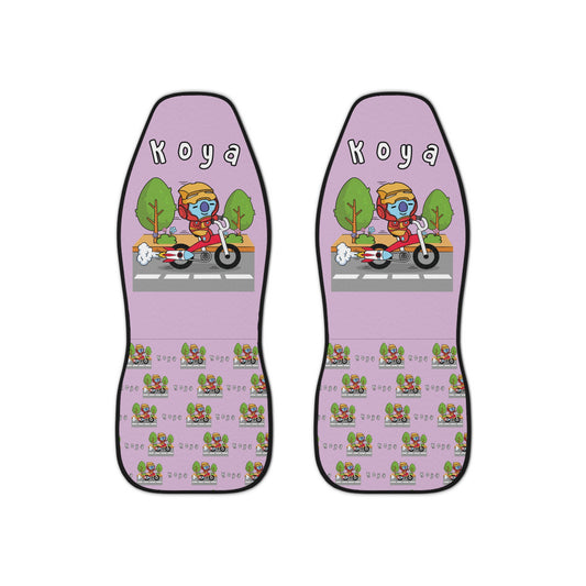 BT21 Koya Purple Car Seat Cover Single Pattern Combo Design - Identical Set of 2