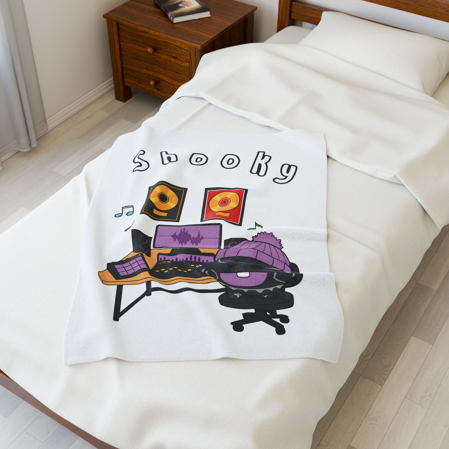 White Shooky Blanket - BT21 Single Design