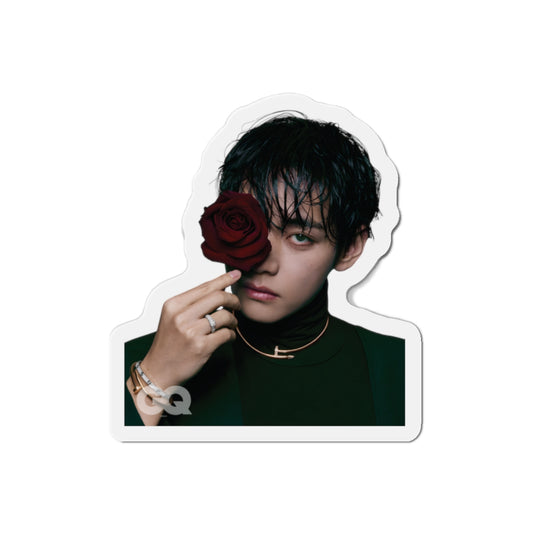 BTS Kim Taehyung GQ Photoshoot Holding a Rose Magnet