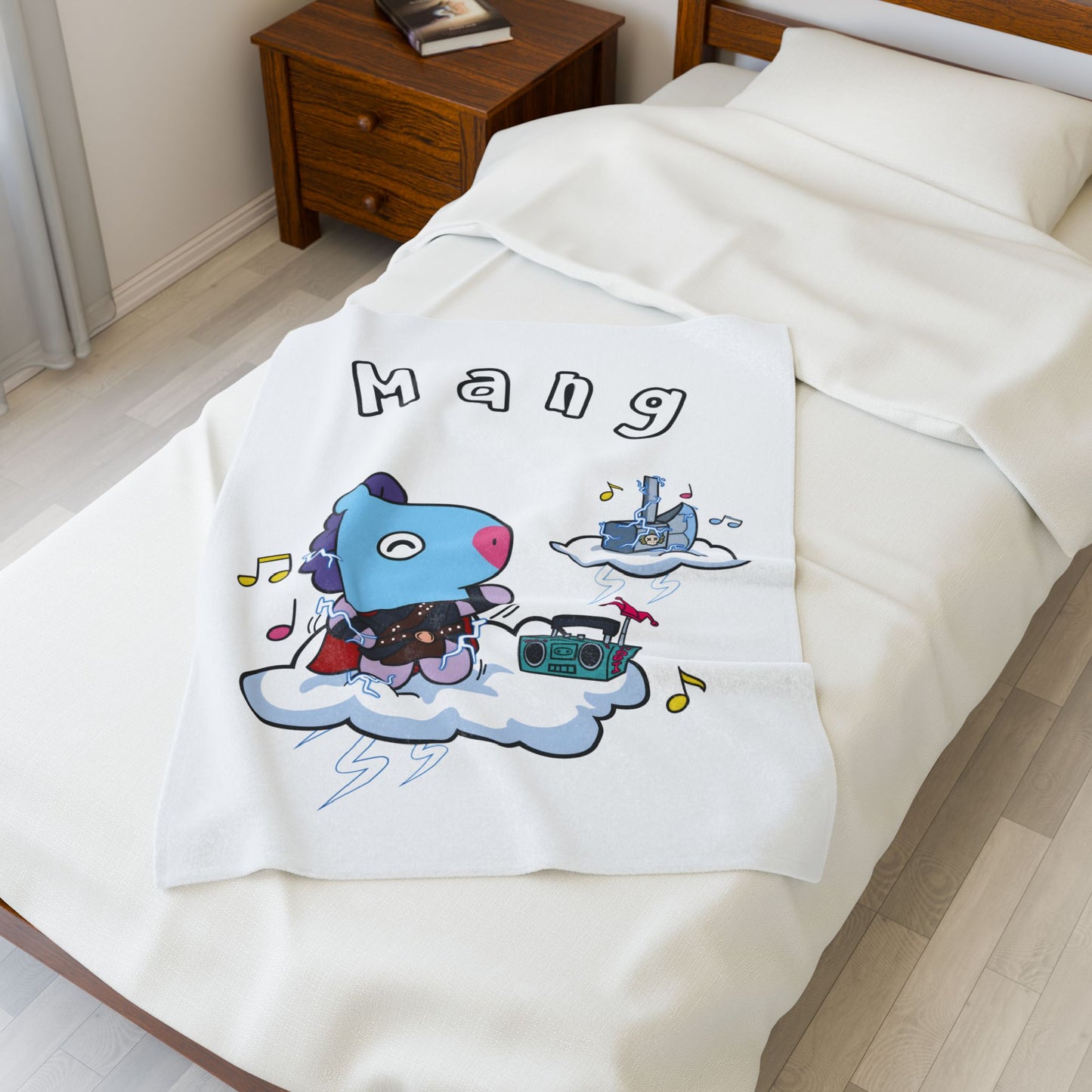 White Mang Blanket - BT21 Single Design