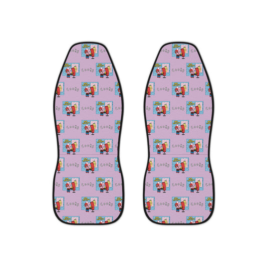 BT21 Cooky Purple Car Seat Cover Pattern Design - Identical Set of 2