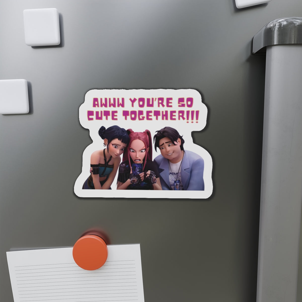 Kpop Demon Hunters Huntrix Mira Saja Boys Abby and Romance Miroabby So Cute Together Magnet