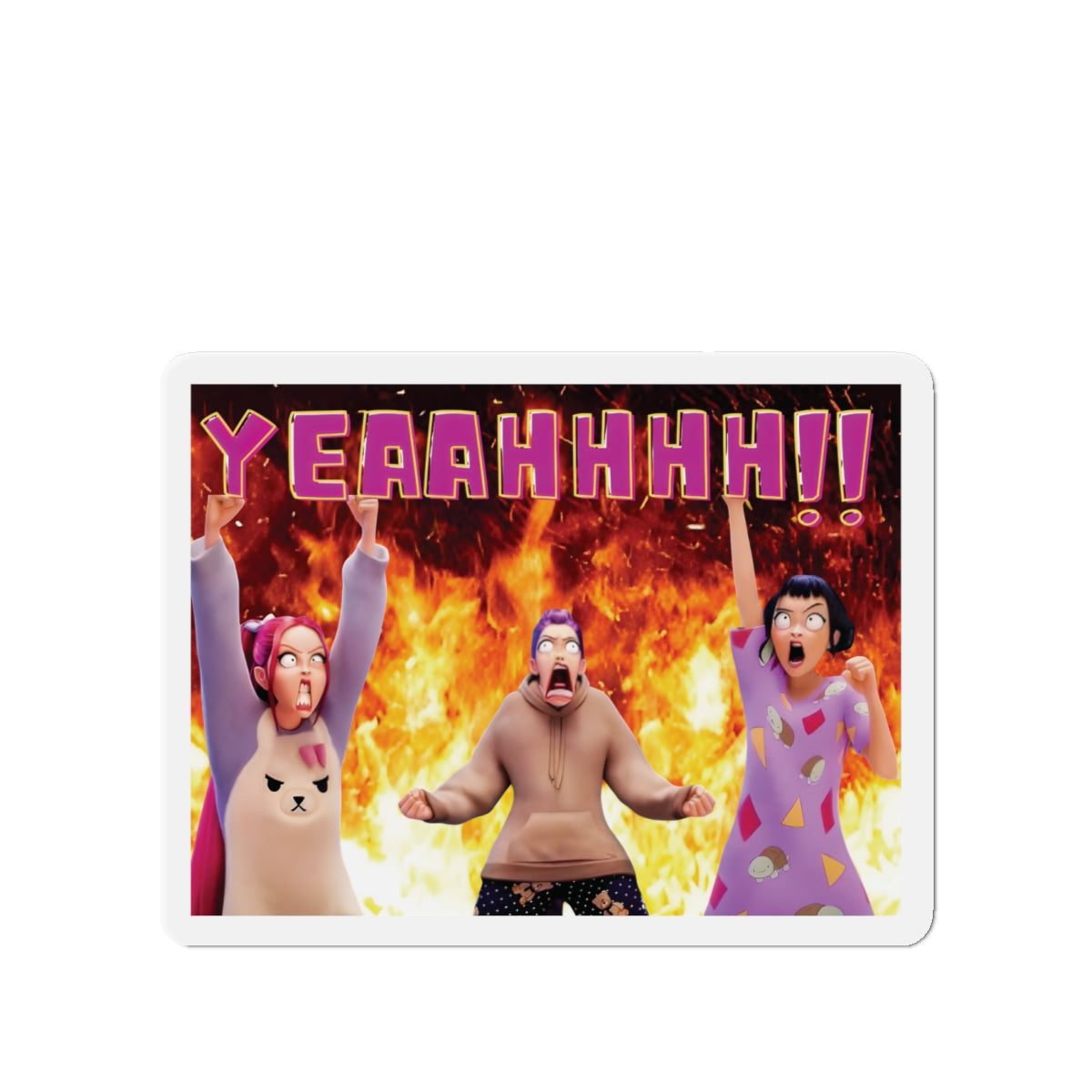 Kpop Demon Hunters Huntrix Rumi Mira Zoey Group YEAHHH Funny Face Magnet