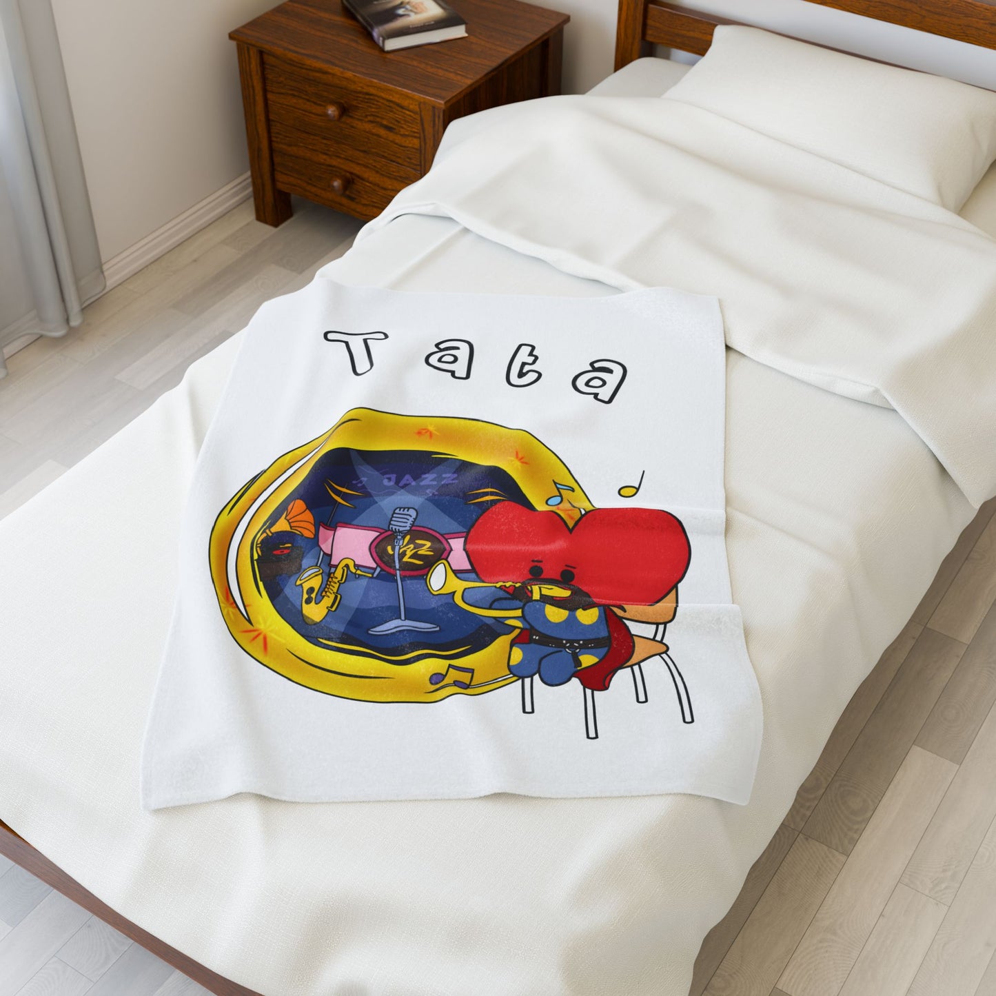 White Tata Blanket - BT21 Single Design