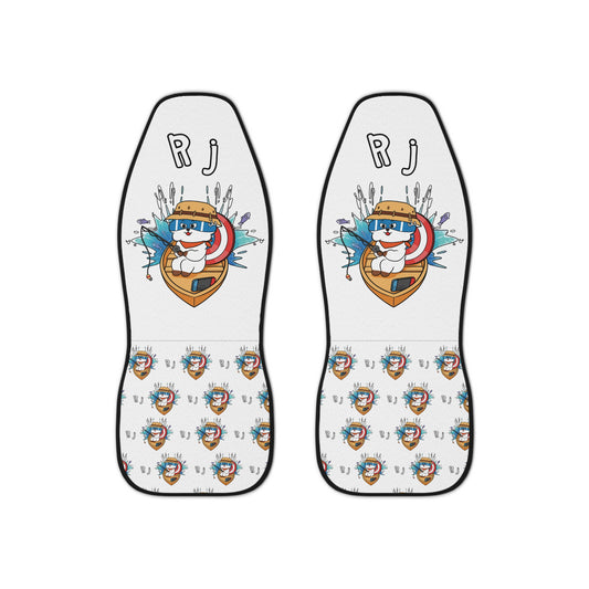 BT21 RJ White Car Seat Cover Single Pattern Combo Design - Identical Set of 2
