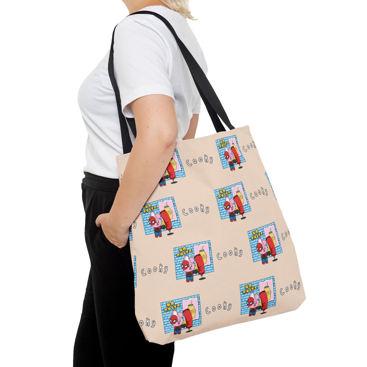 BT21 Cooky Beige Tote Bag Pattern Design