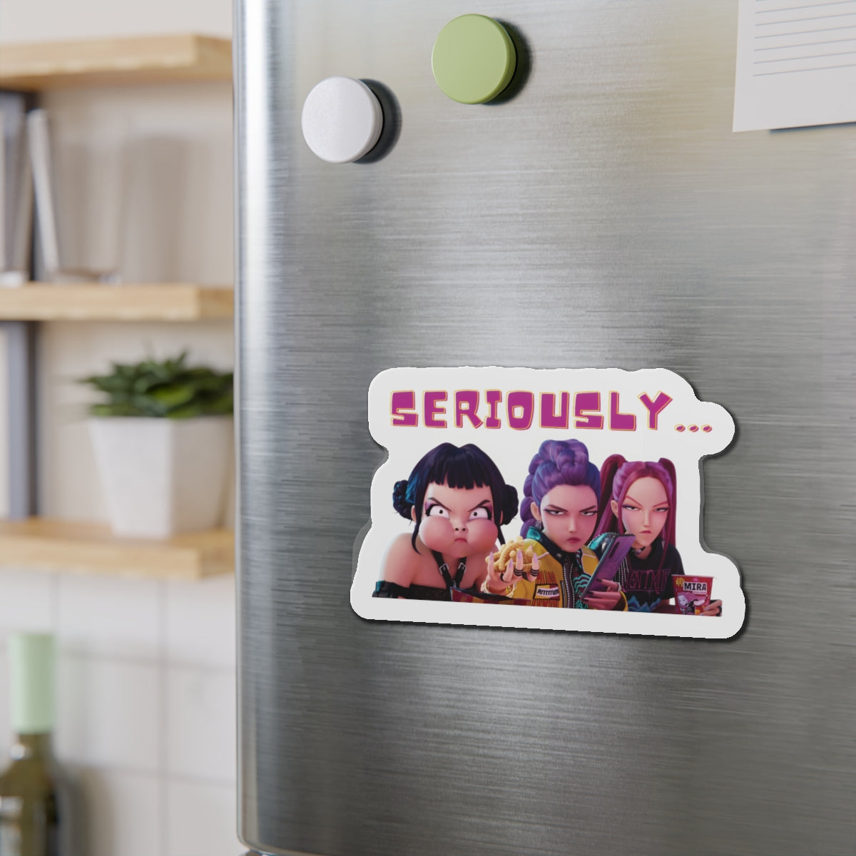 Kpop Demon Hunters Huntrix Rumi Mira Zoey Plane Snacking Interrupted Magnet