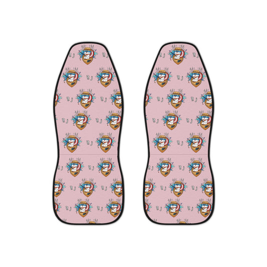 BT21 RJ Pink Car Seat Cover Pattern Design - Identical Set of 2
