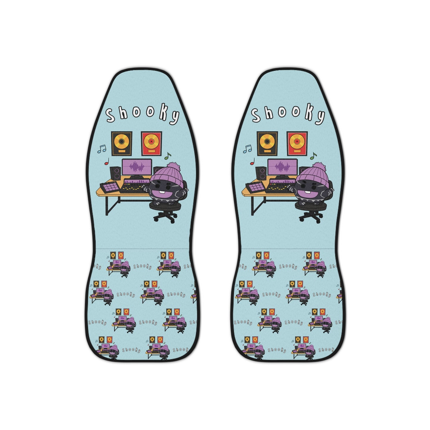 BT21 Shooky Blue Car Seat Cover Single Pattern Combo Design - Identical Set of 2