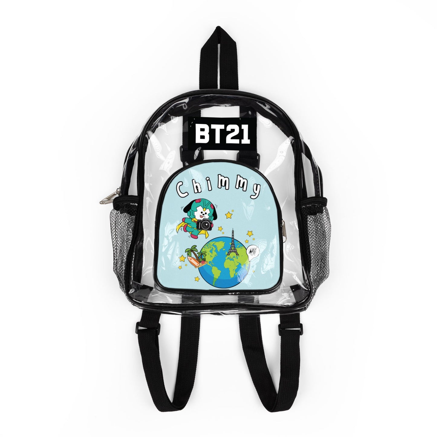 BT21 Chimmy Clear Stadium Concert Bag With Blue Background