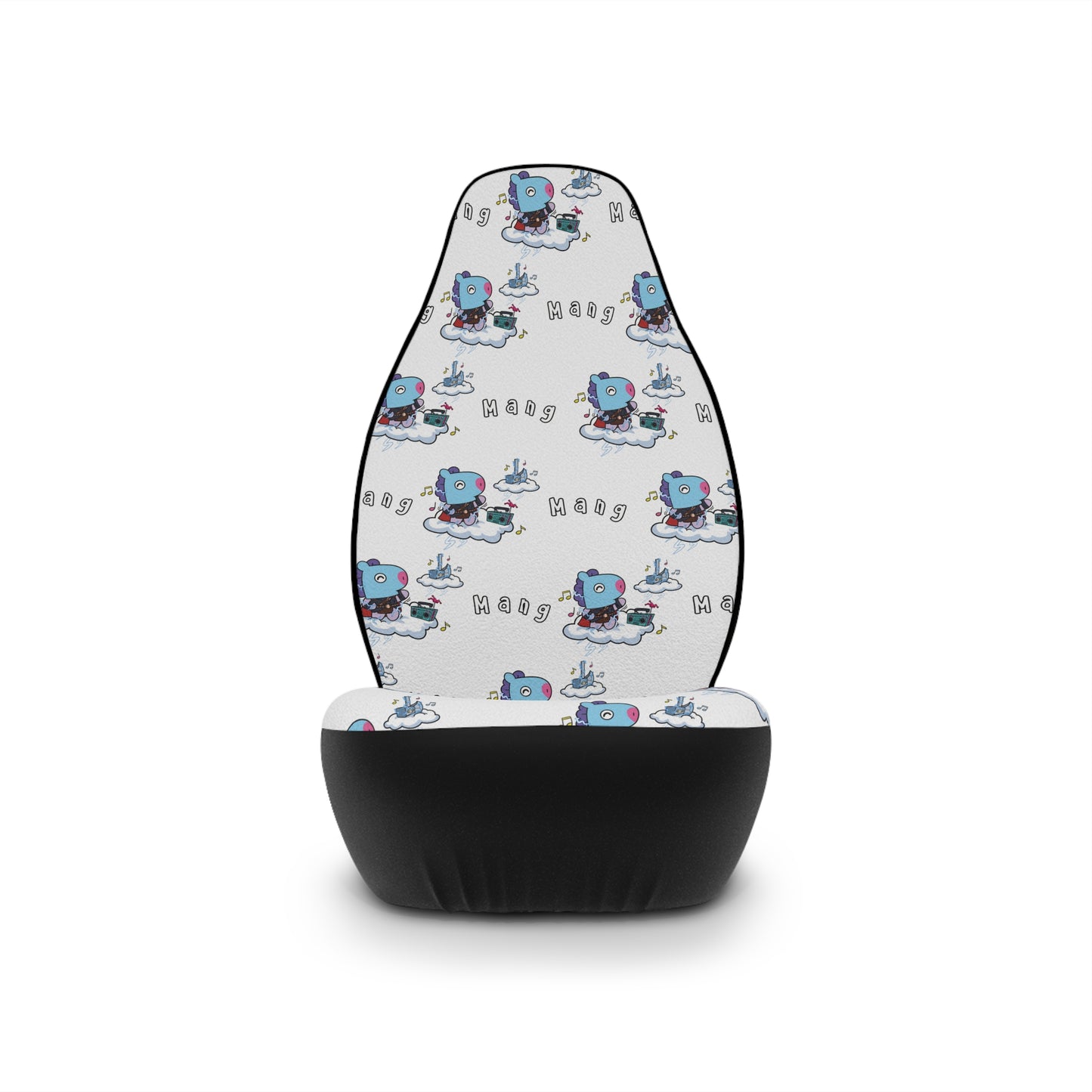 BT21 Mang White Car Seat Cover Pattern Design - Identical Set of 2