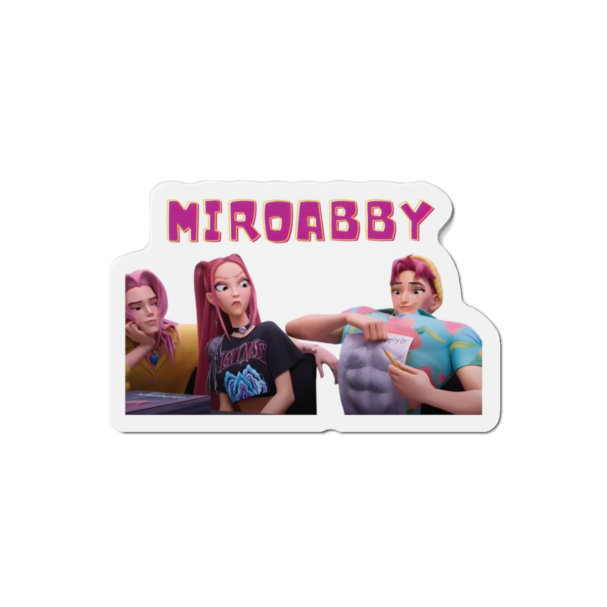 Kpop Demon Hunters Huntrix Mira Saja Boys Abby and Romance Miroabby Drawing Abs Magnet