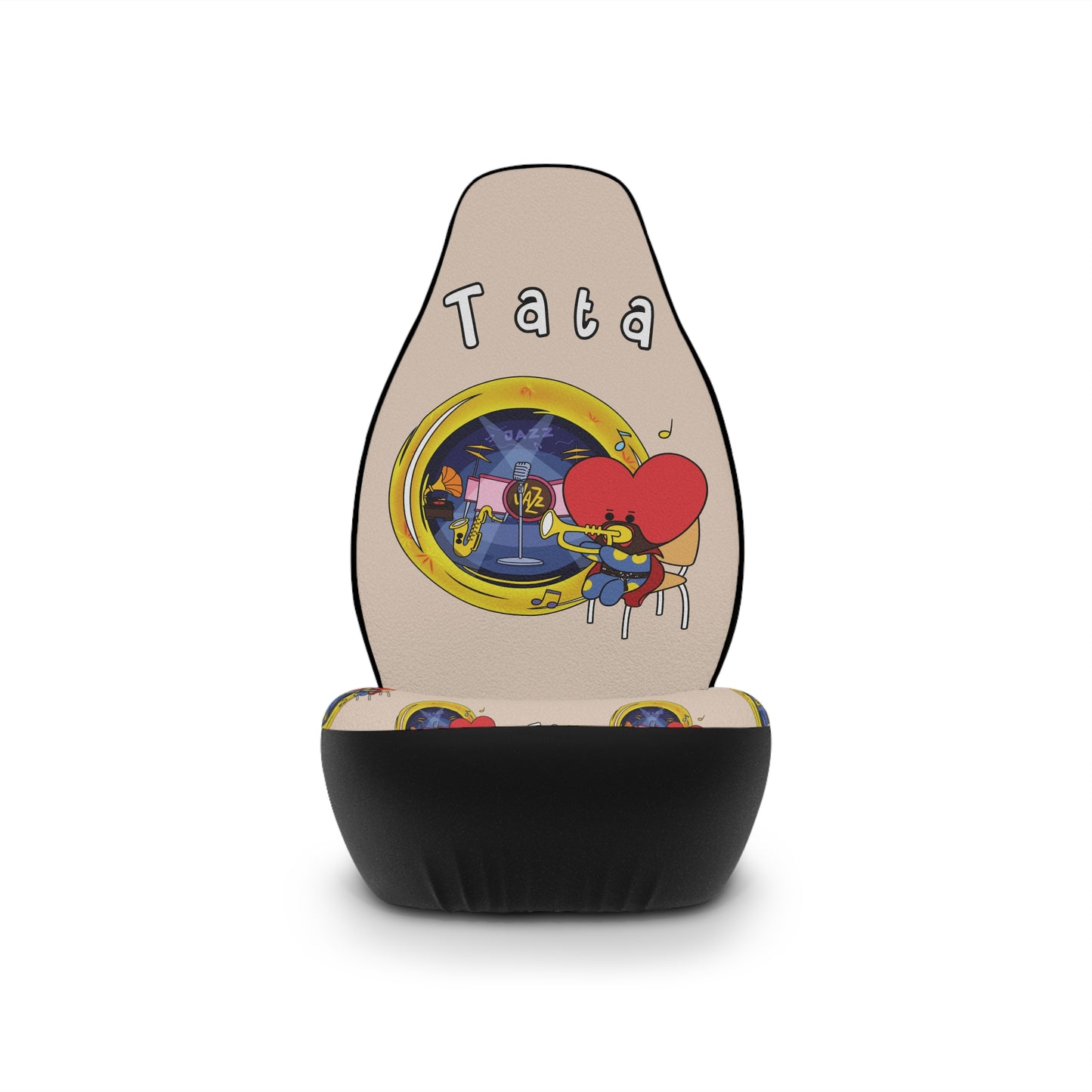 BT21 Tata Beige Car Seat Cover Single Pattern Combo Design - Identical Set of 2