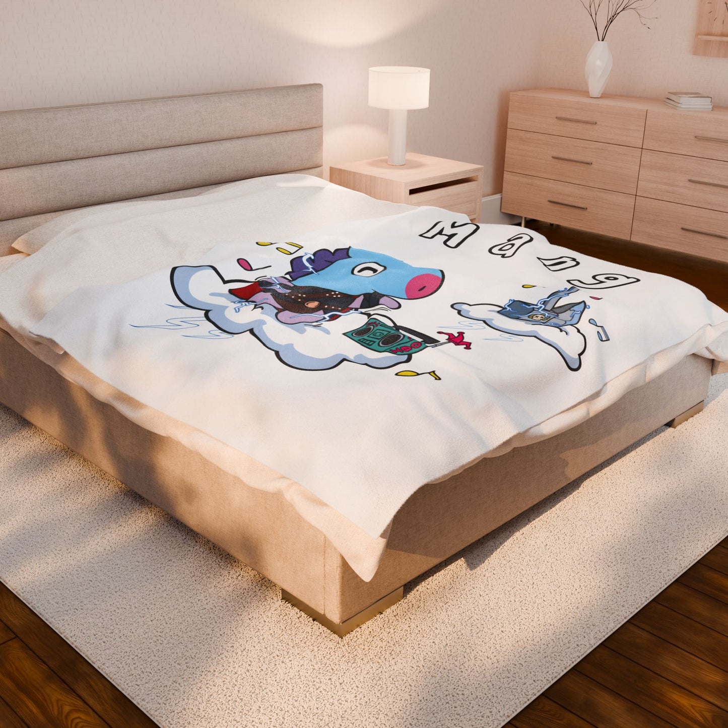 White Mang Blanket - BT21 Single Design
