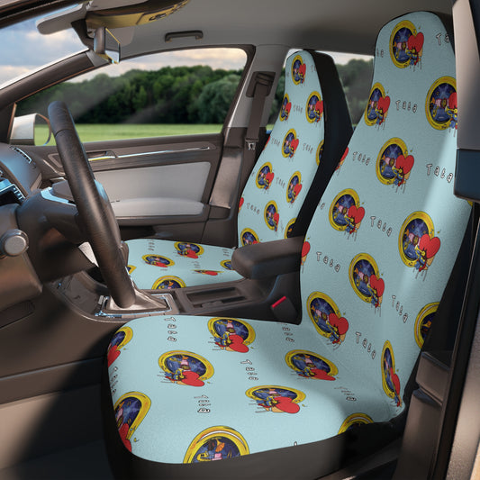 BT21 Tata Blue Car Seat Cover Pattern Design - Identical Set of 2