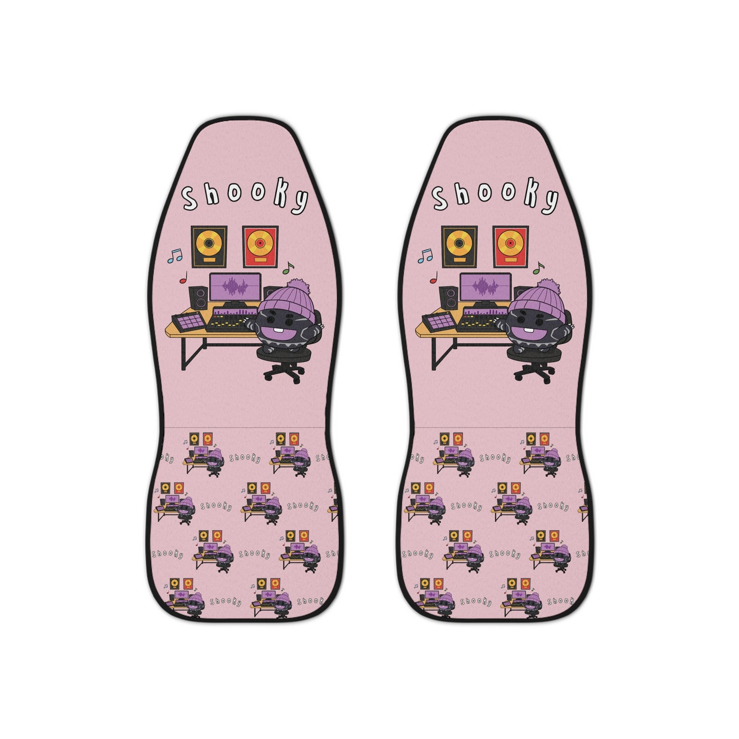BT21 Shooky Pink Car Seat Cover Single Pattern Combo Design - Identical Set of 2