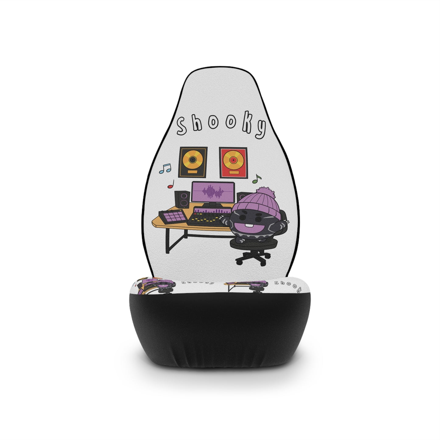 BT21 Shooky White Car Seat Cover Single Pattern Combo Design - Identical Set of 2