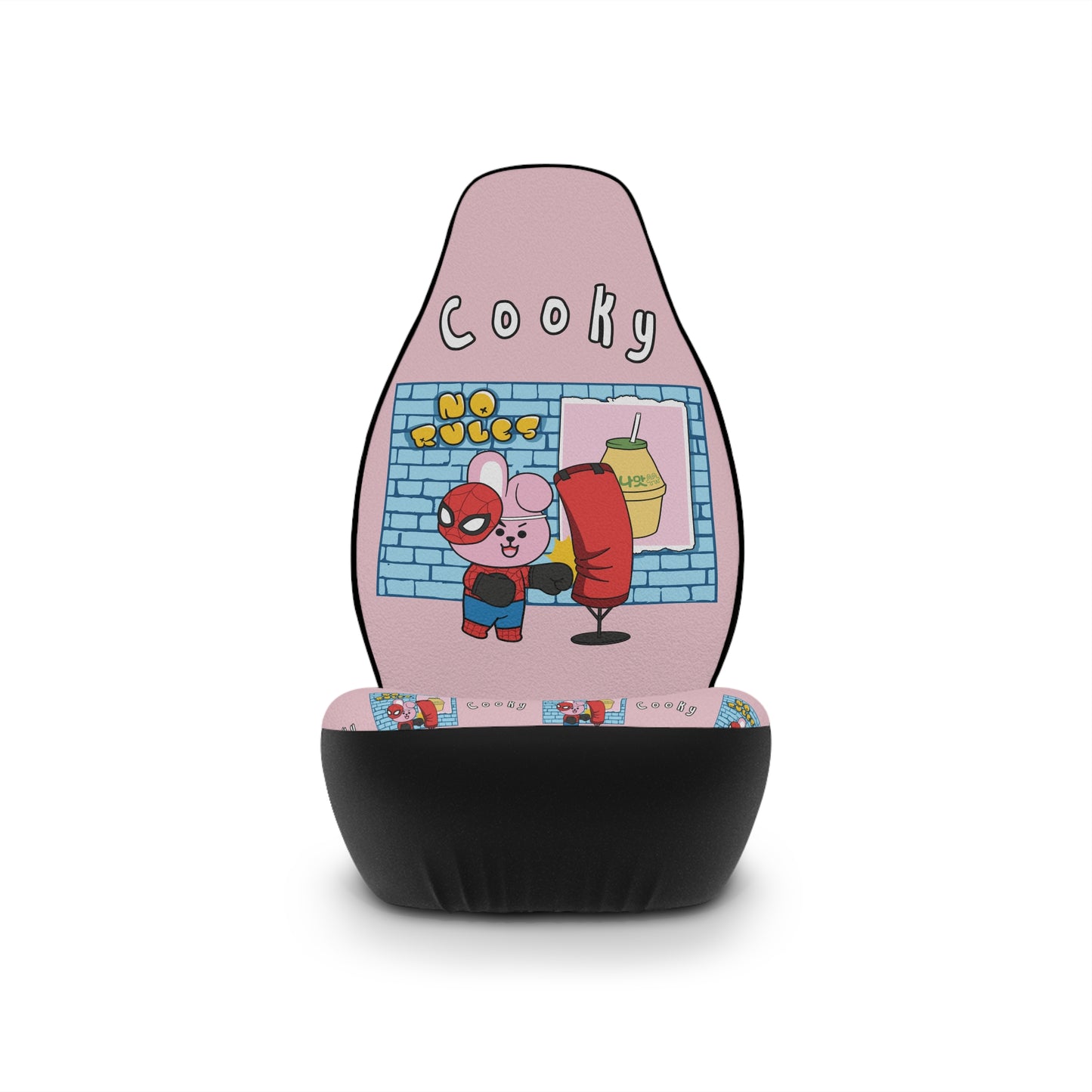 BT21 Cooky Pink Car Seat Cover Single Pattern Combo Design - Identical Set of 2