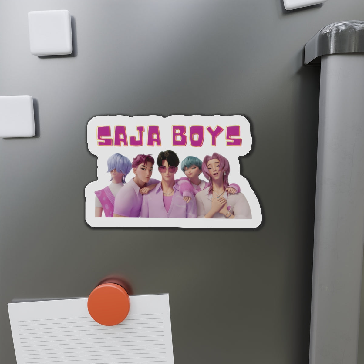 Kpop Demon Hunters Saja Boys Wearing Pink Pose Magnet